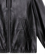 Mens Sheepskin Leather Hooded Bomber Jacket - Special Collection - Black 63_627H508_NEG194007_8