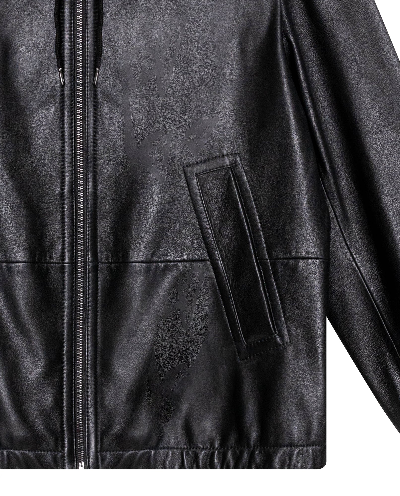 Mens Sheepskin Leather Hooded Bomber Jacket - Special Collection - Black 63_627H508_NEG194007_8