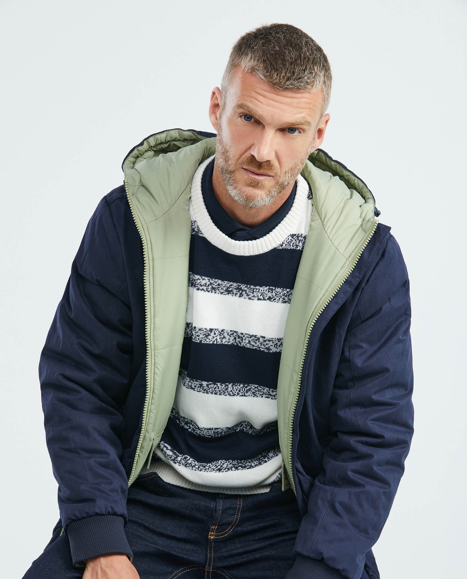 Men's Reversible Hooded Jacket Cargo Pockets Double-Face in Polyamide-Polyester Blend - 2