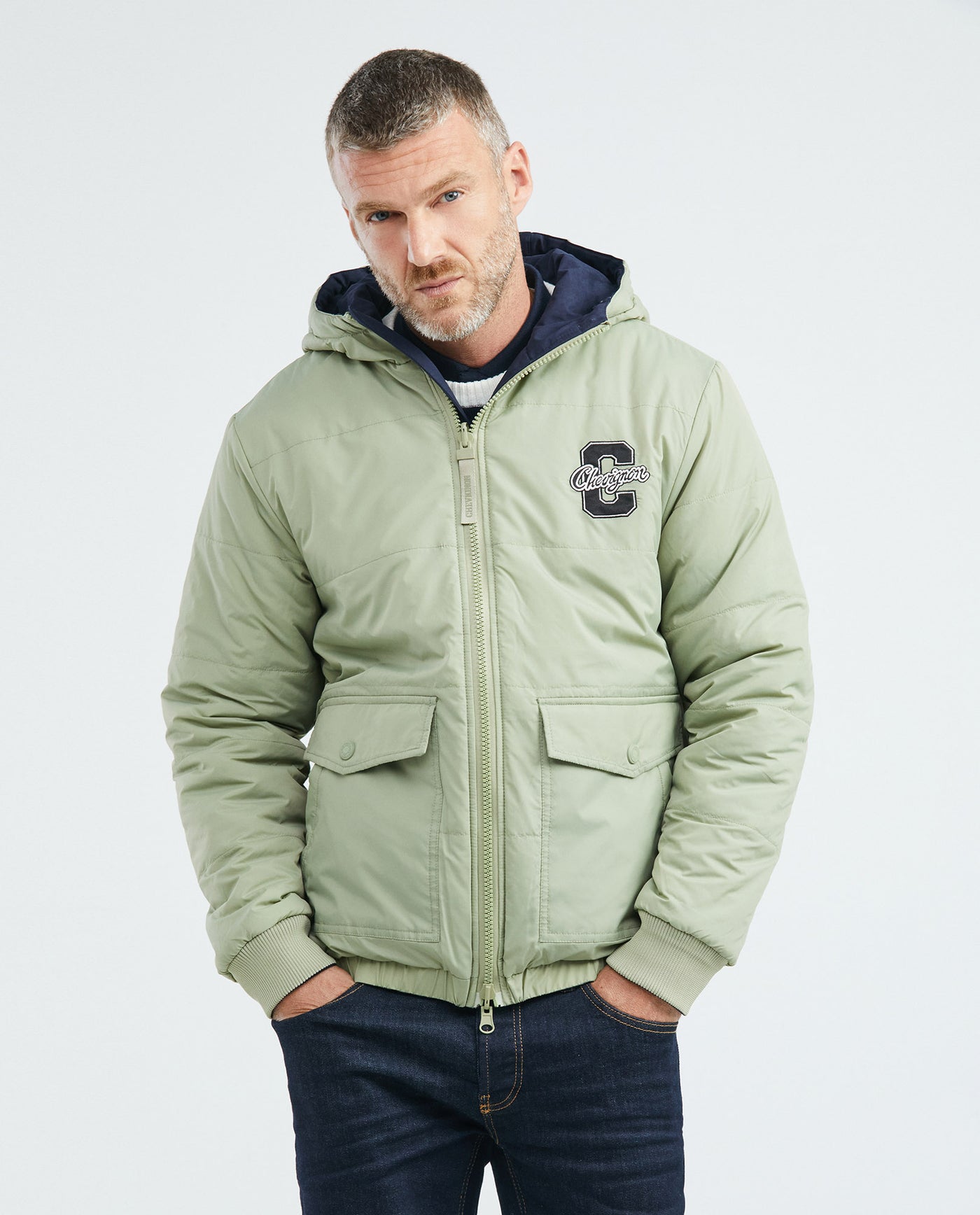 Men's Reversible Hooded Jacket Cargo Pockets Double-Face in Polyamide-Polyester Blend - 6