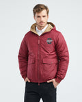 Men's Reversible Hooded Jacket Cargo Pockets Double-Face in Polyamide-Polyester Blend - 1