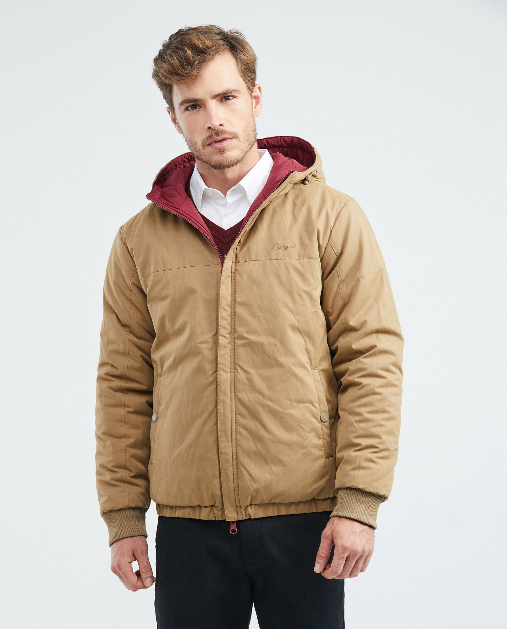 Men's Reversible Hooded Jacket Cargo Pockets Double-Face in Polyamide-Polyester Blend - 6