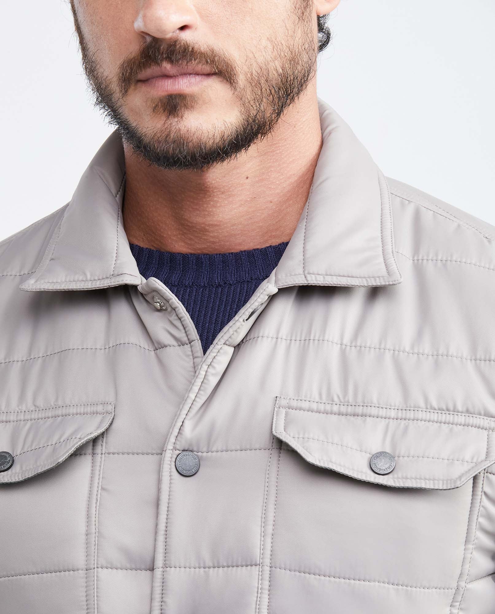 Men's Quilted Jacket Camo Lining Sleeve Embroidered Appliqué in Nylon - 3