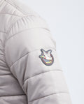 Men's Quilted Jacket Camo Lining Sleeve Embroidered Appliqué in Nylon - 4
