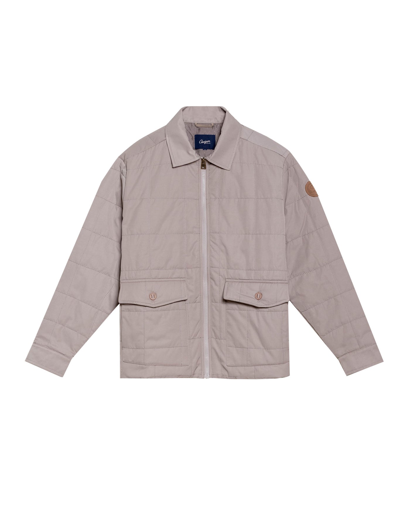 Men's Quilted Aviator Jacket in Cotton-Polyester Blend, Anchor - 1