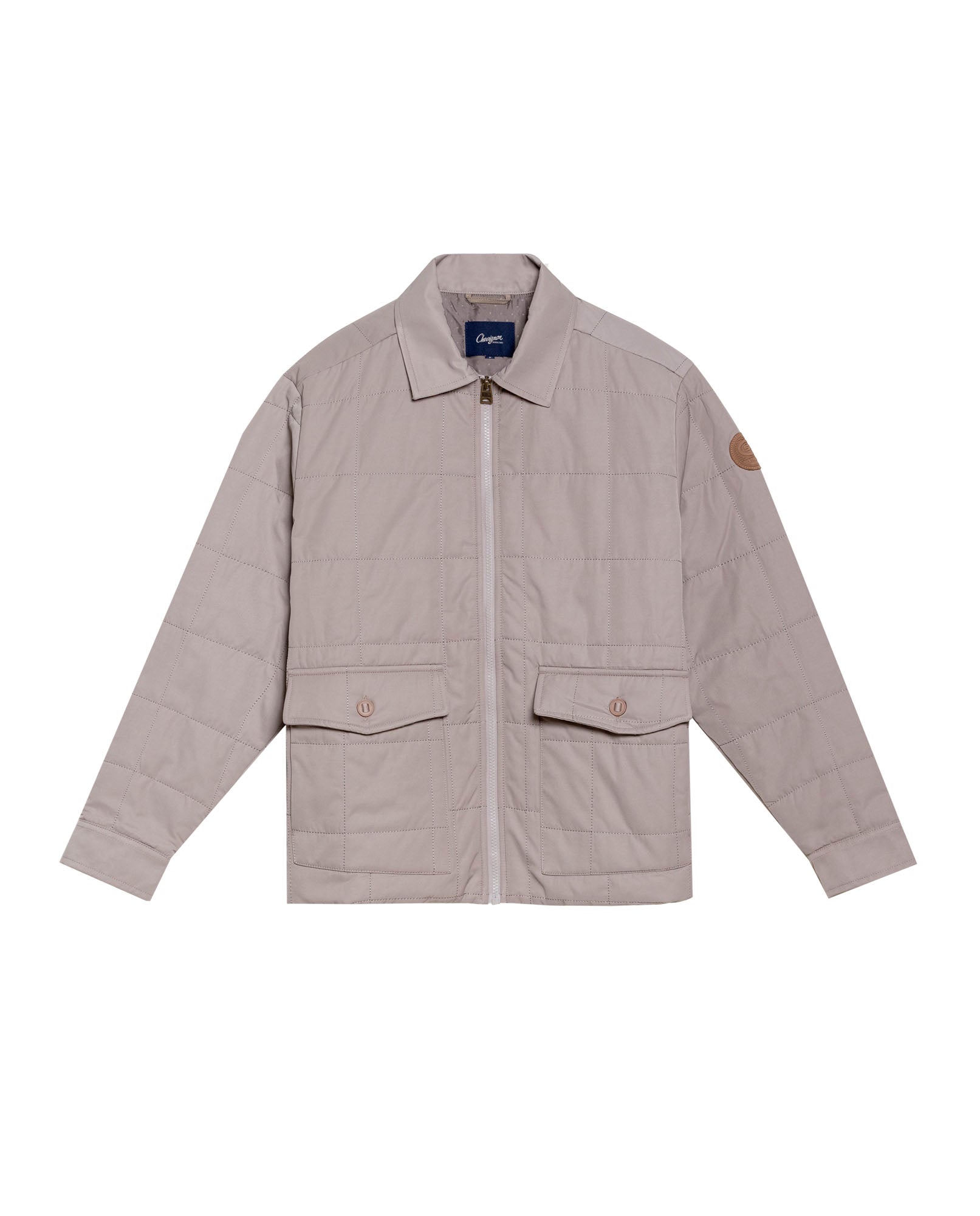 Men's Quilted Aviator Jacket in Cotton-Polyester Blend, Anchor - 1