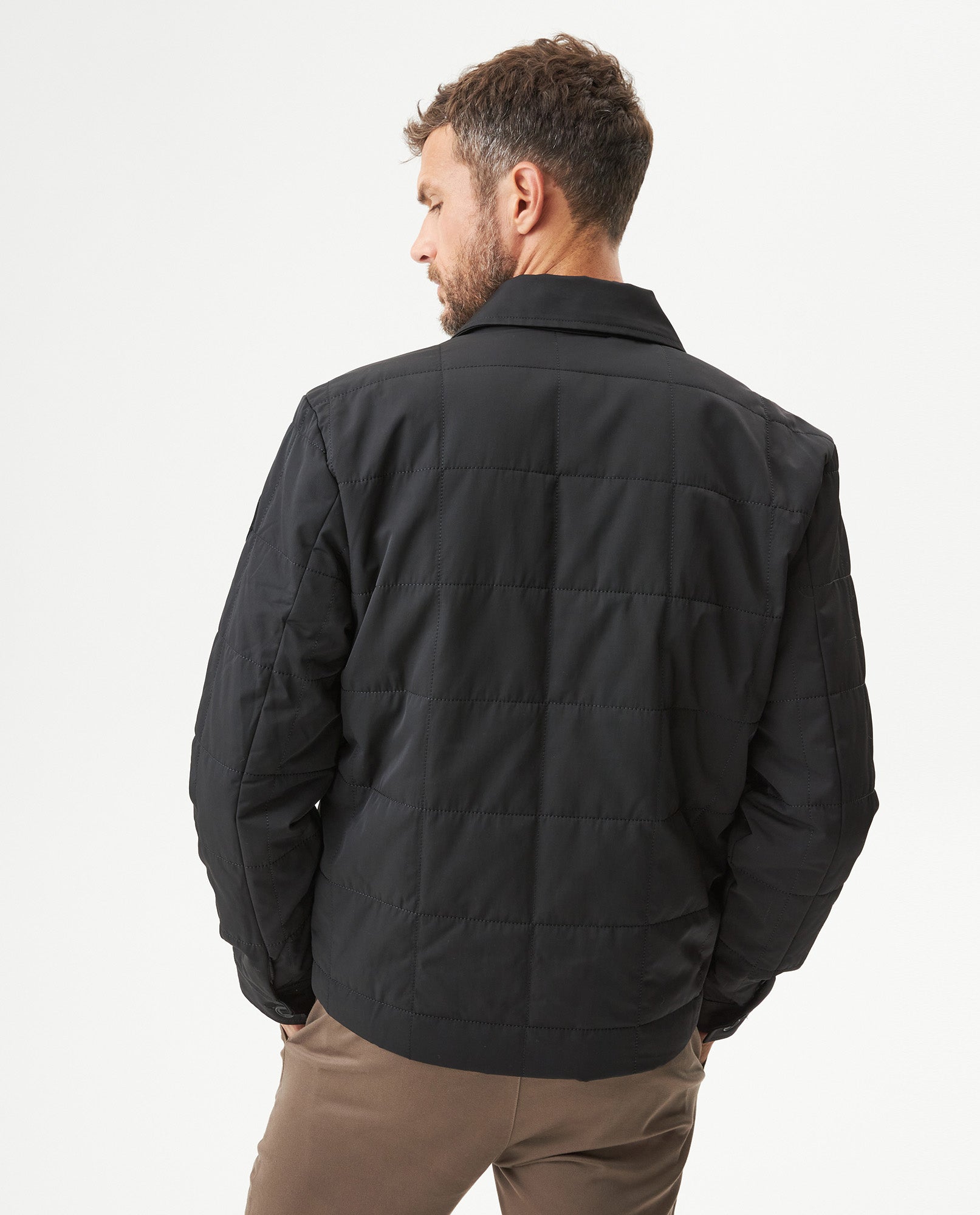 Men's Quilted Aviator Jacket in Cotton-Polyester Blend, Anchor - 5