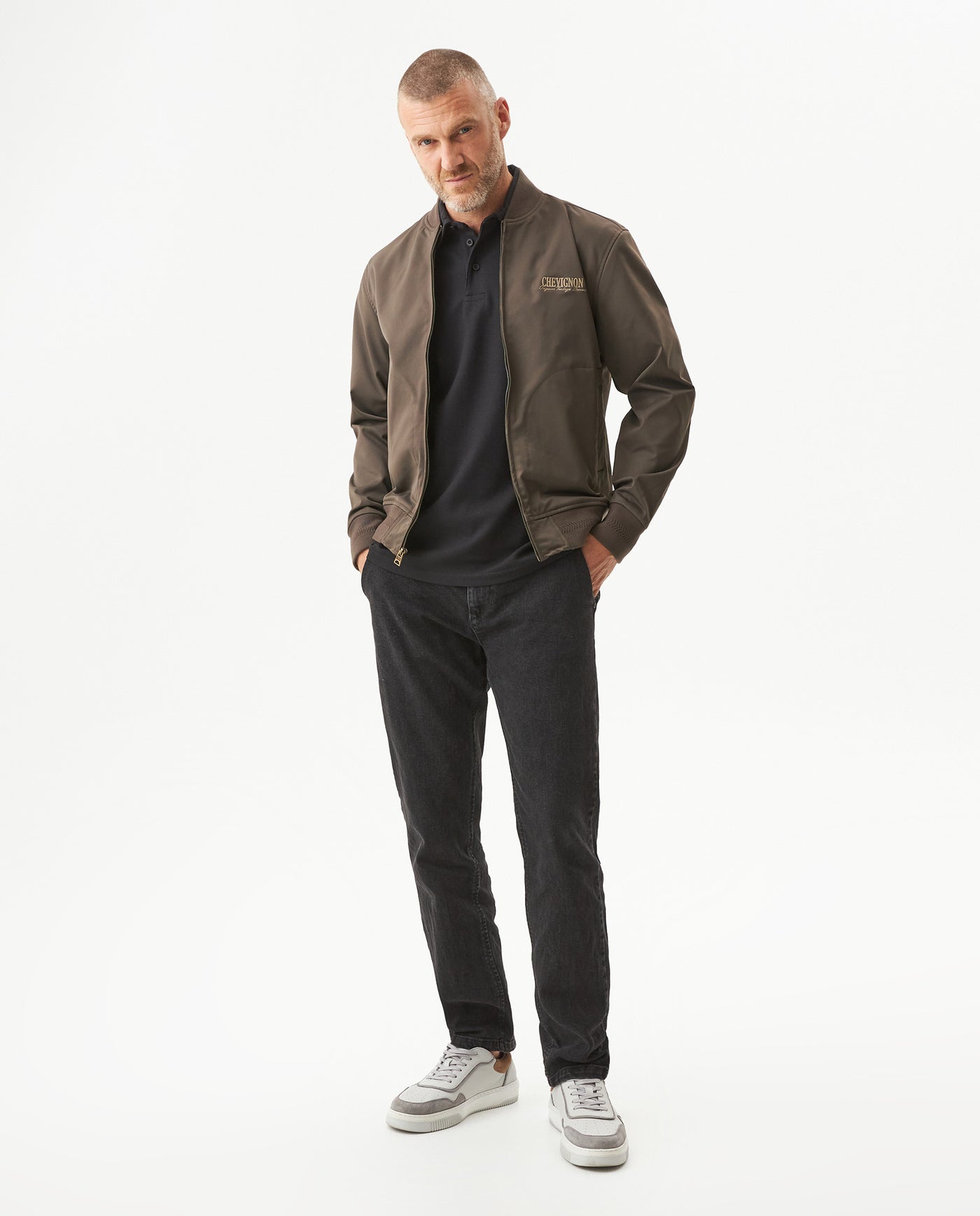 Men's Herringbone Bomber Jacket in Polyester, Jetty 629G013 - 3