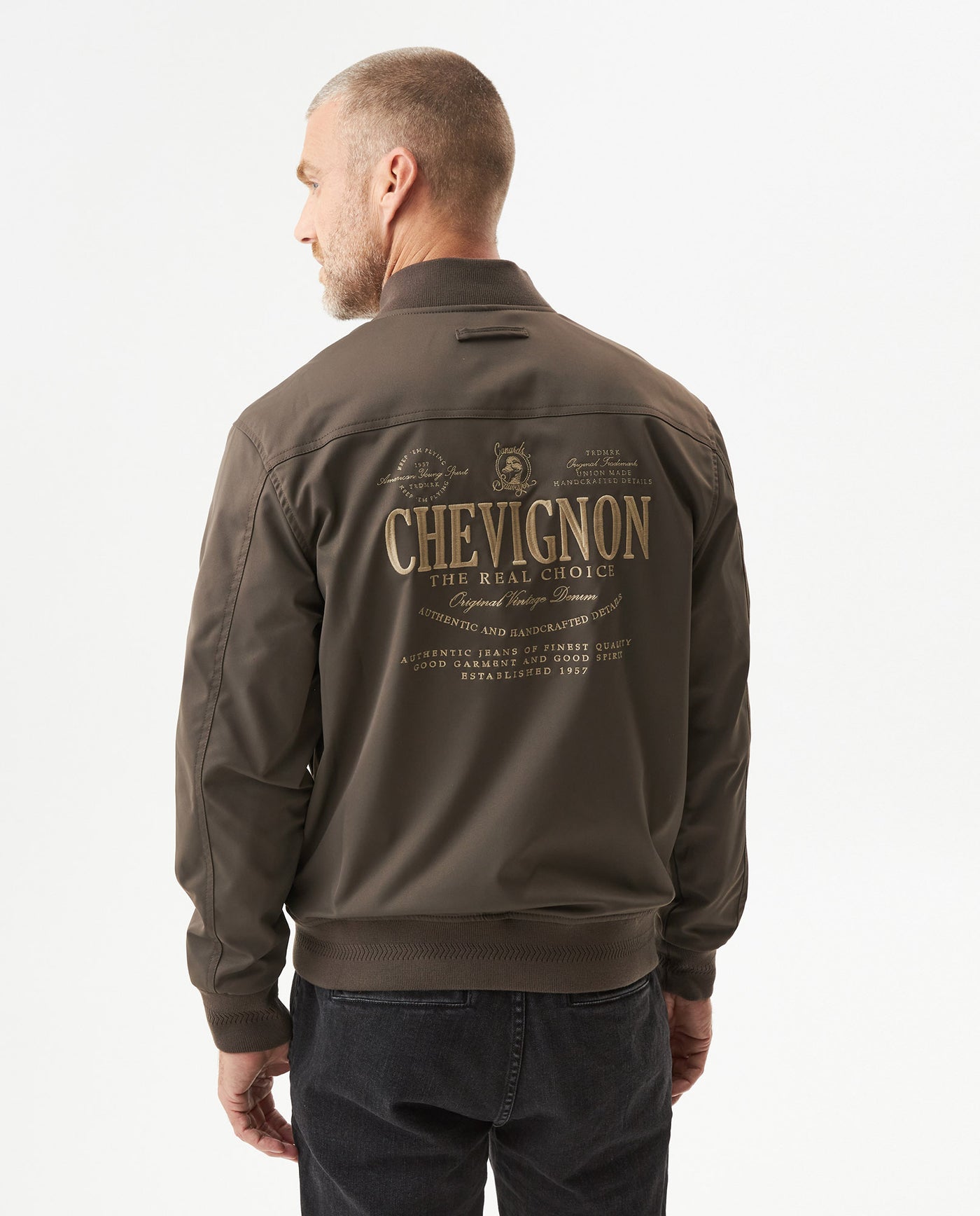 Men's Herringbone Bomber Jacket in Polyester, Jetty 629G013 - 5