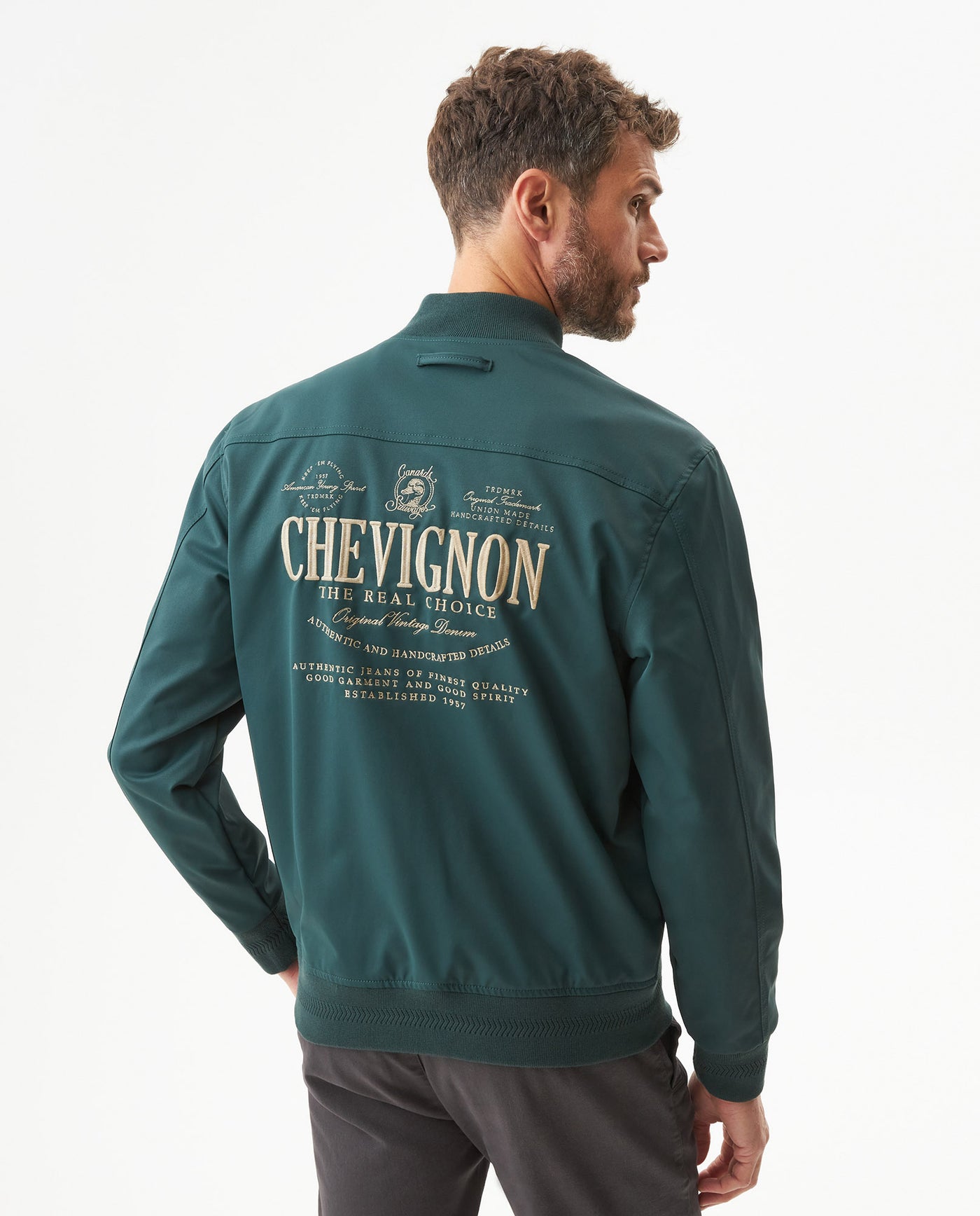 Men's Herringbone Bomber Jacket in Polyester, Jetty 629G013 - 5