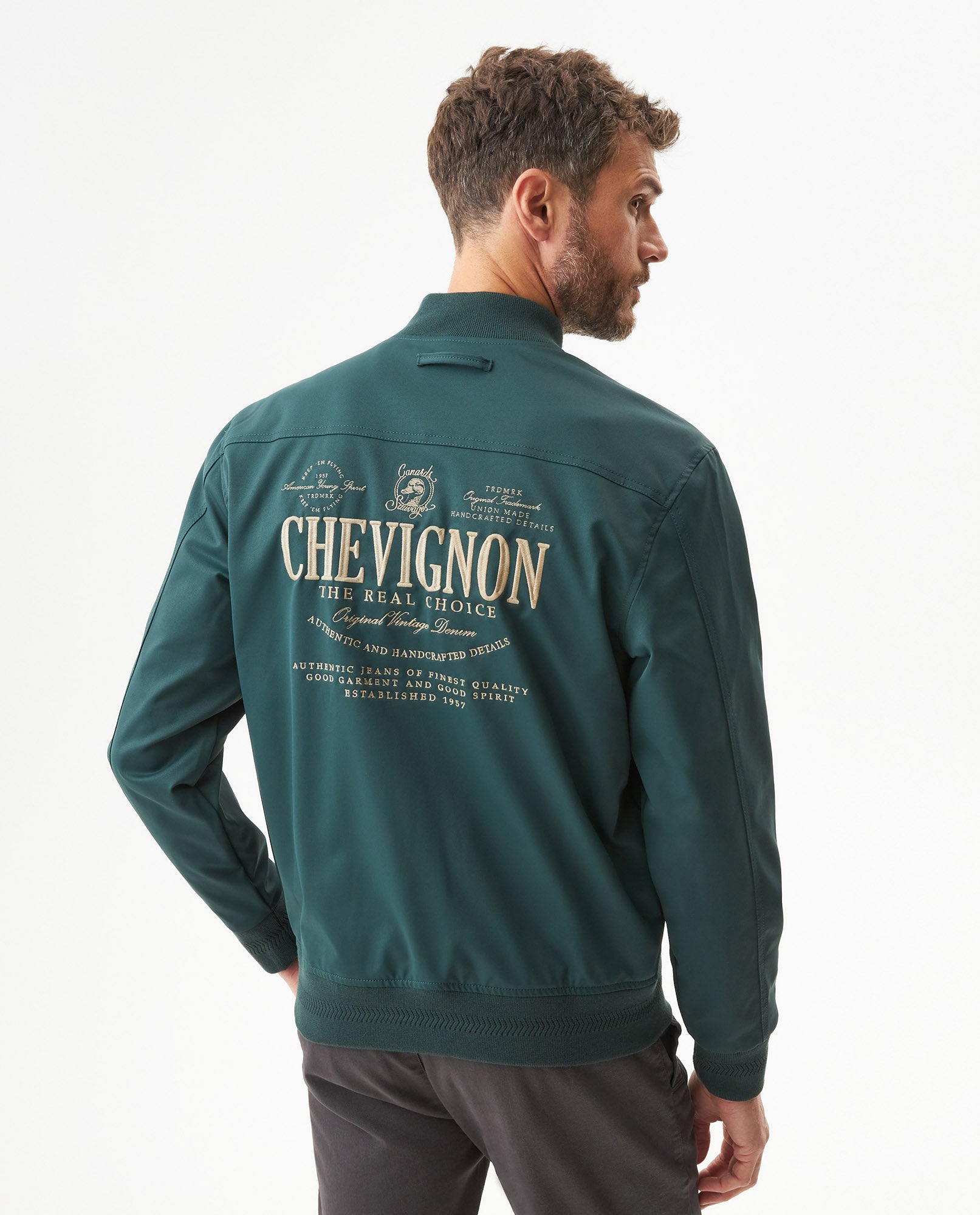 Men's Herringbone Bomber Jacket in Polyester, Jetty 629G013 - 5