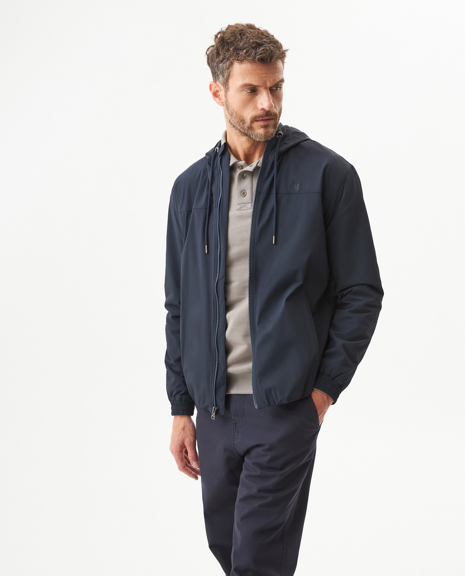 Men's Windbreaker Jacket in Nylon Stretch Blend, Tidewater - 2