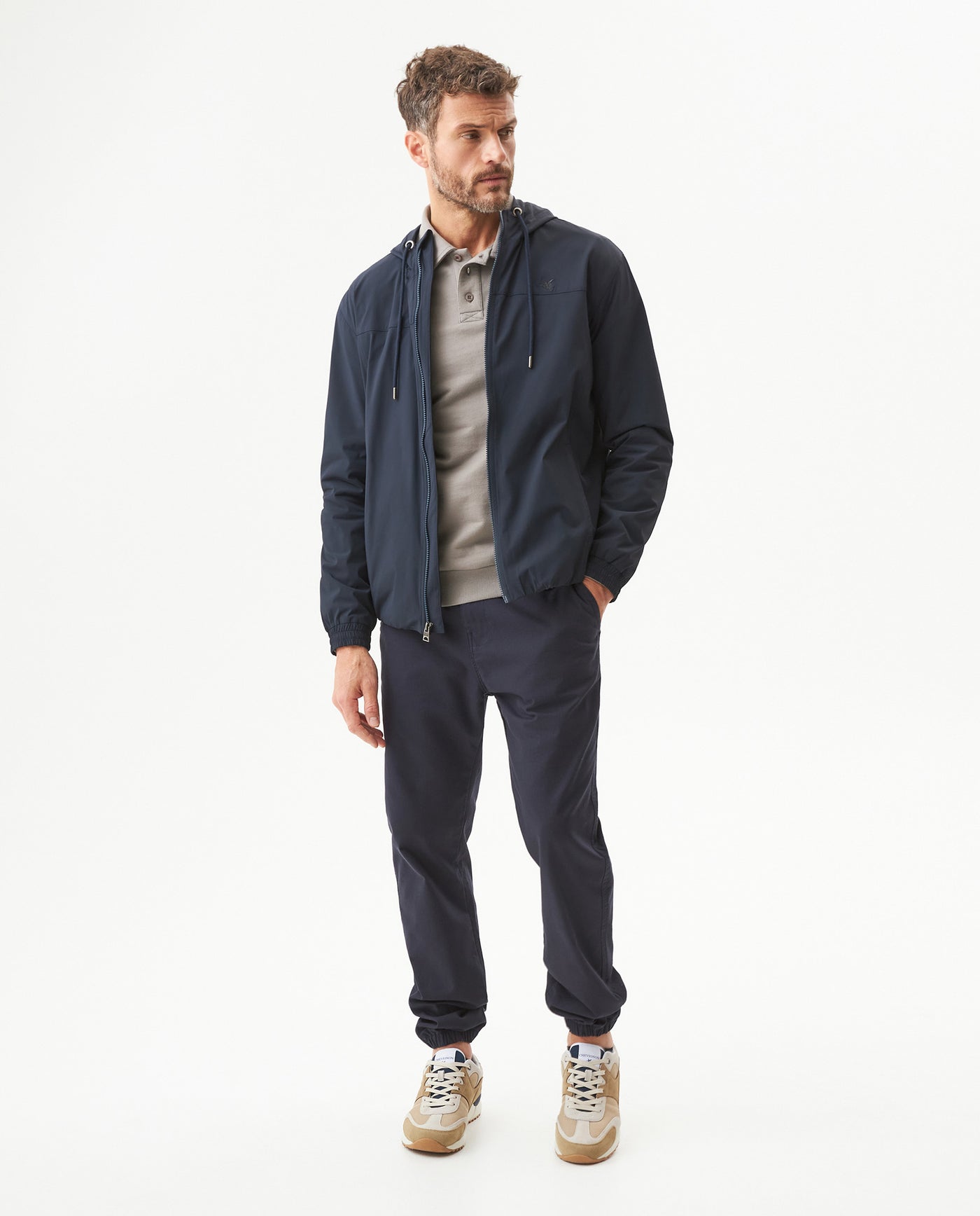 Men's Windbreaker Jacket in Nylon Stretch Blend, Tidewater - 3