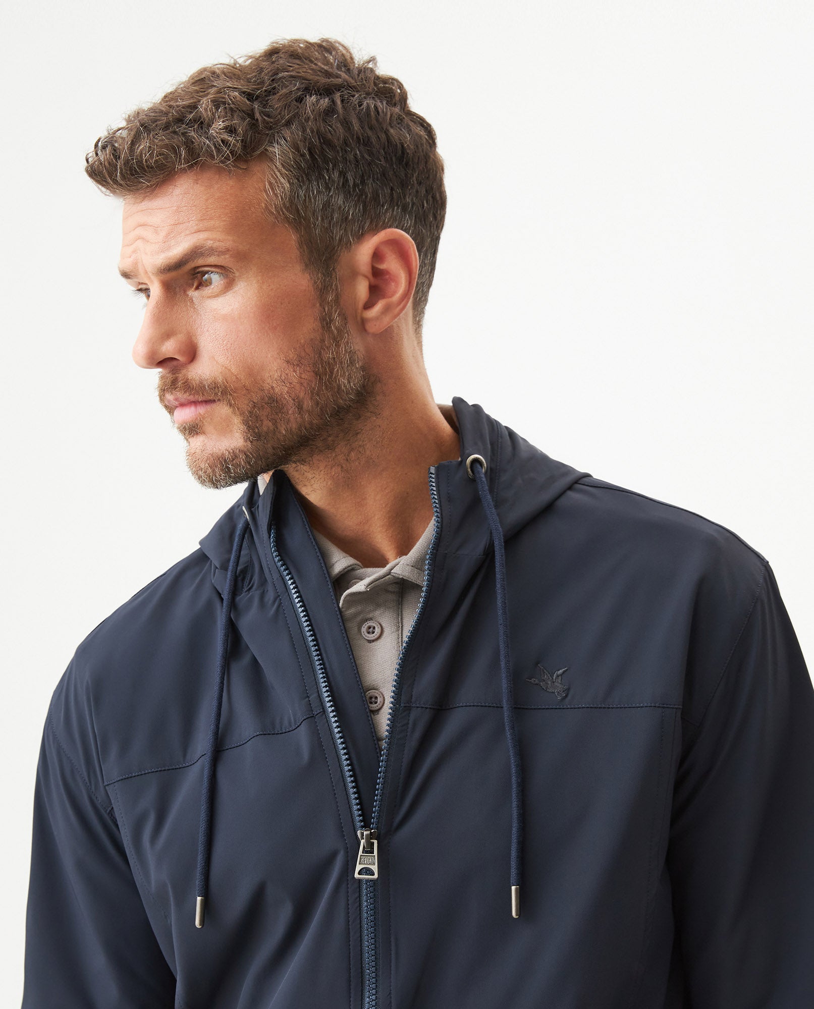 Men's Windbreaker Jacket in Nylon Stretch Blend, Tidewater - 4