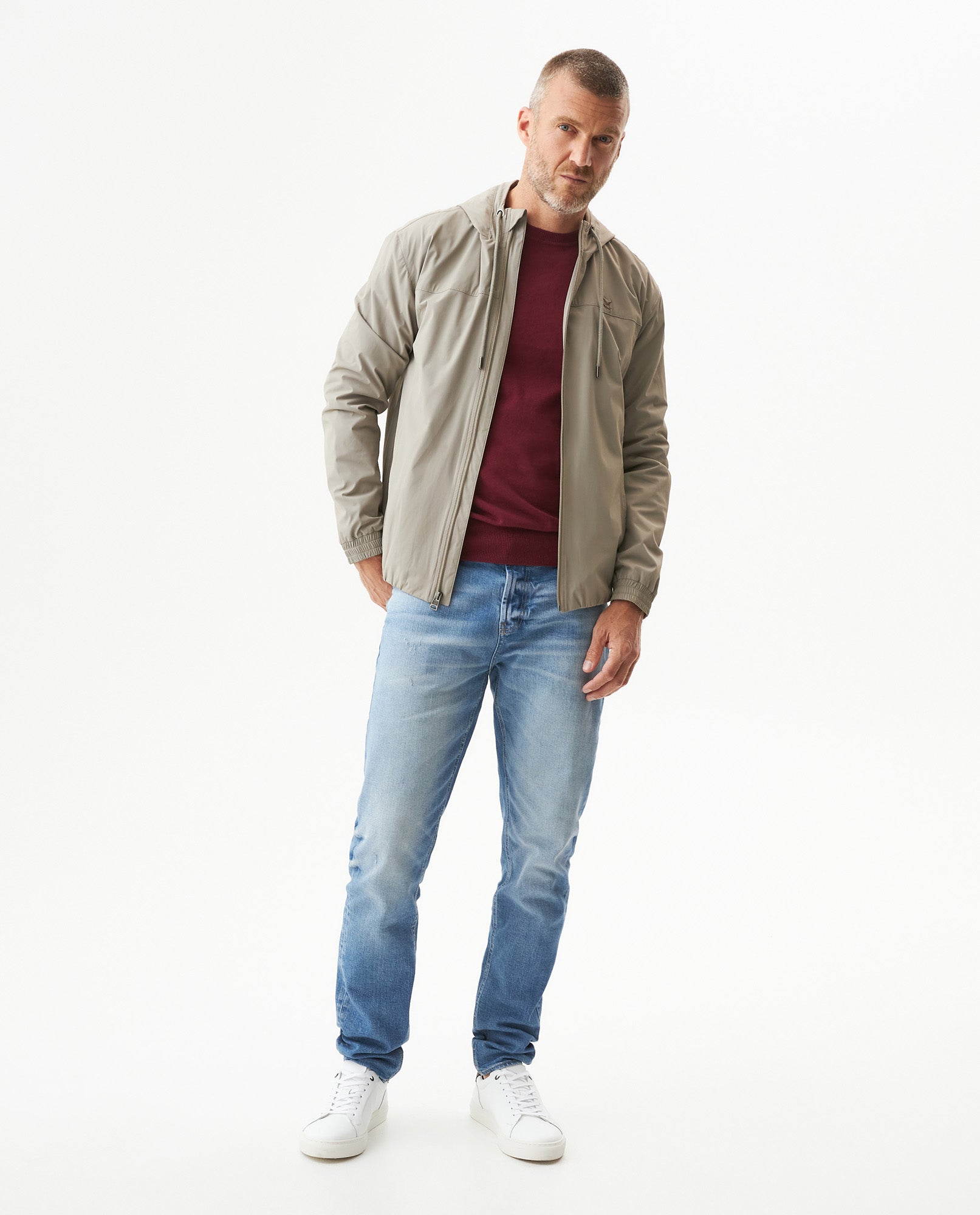 Men's Windbreaker Jacket in Nylon Stretch Blend, Tidewater - 3