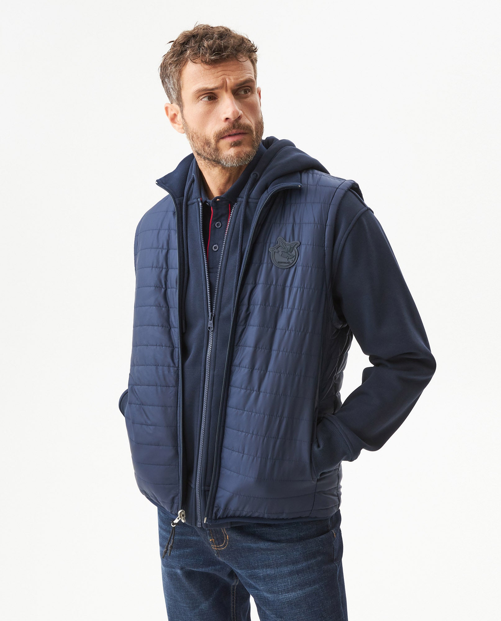 Men's Reversible Vest in Polyester-Cotton Blend, Boatyard - 2
