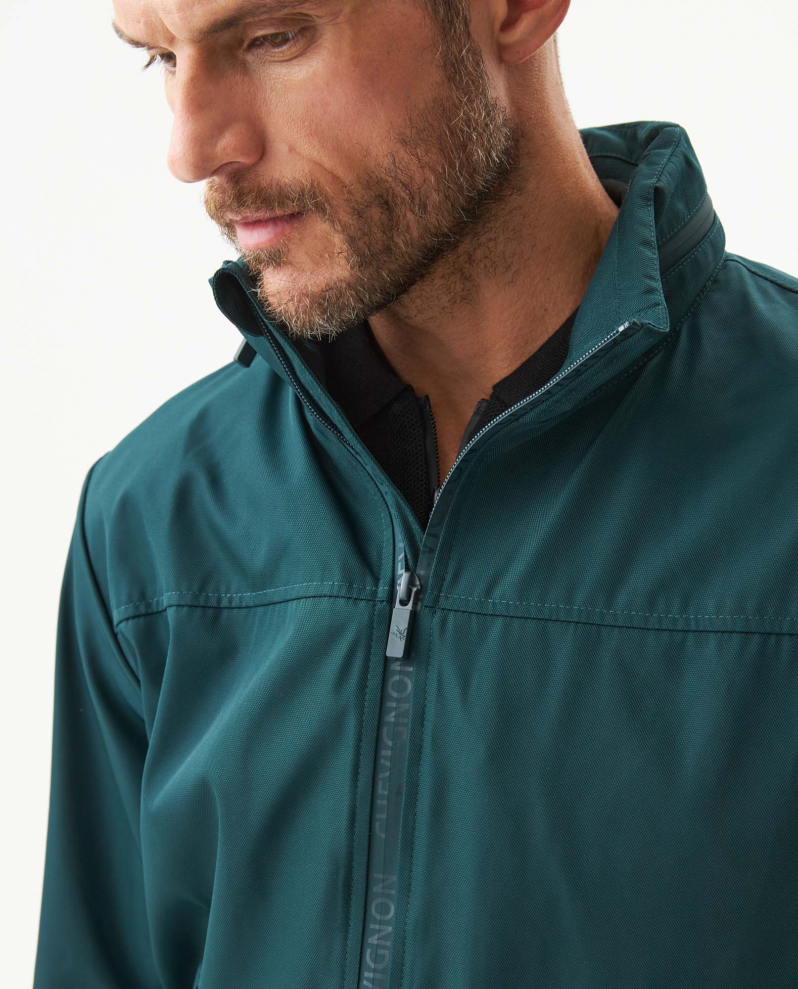 Men's Hidden Hood Smart Bomber Jacket in Polyester, Seaport - 4