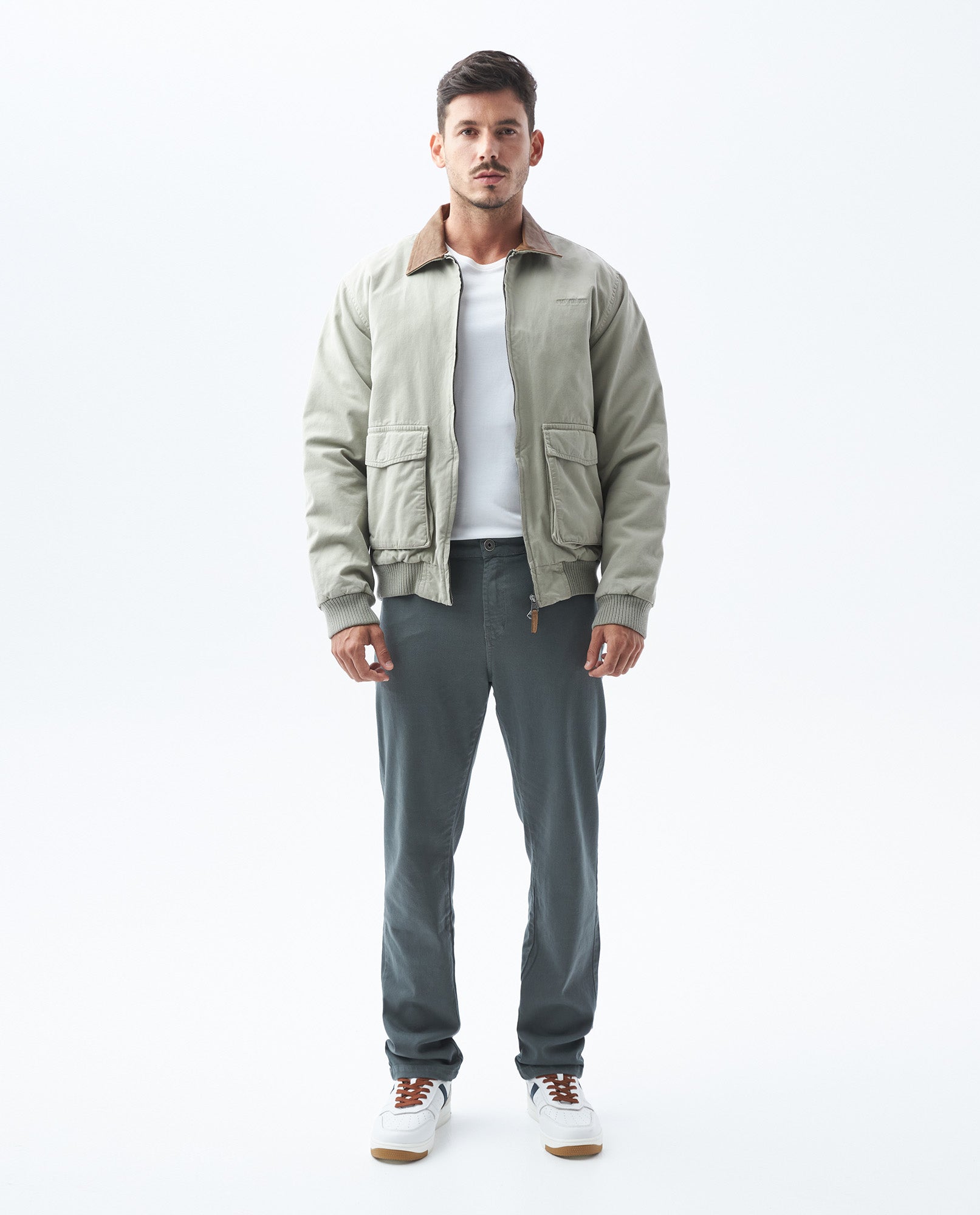 Men's Pants, Regular Fit Straight Leg - Traditional 5 Pocket Design - Green - 2