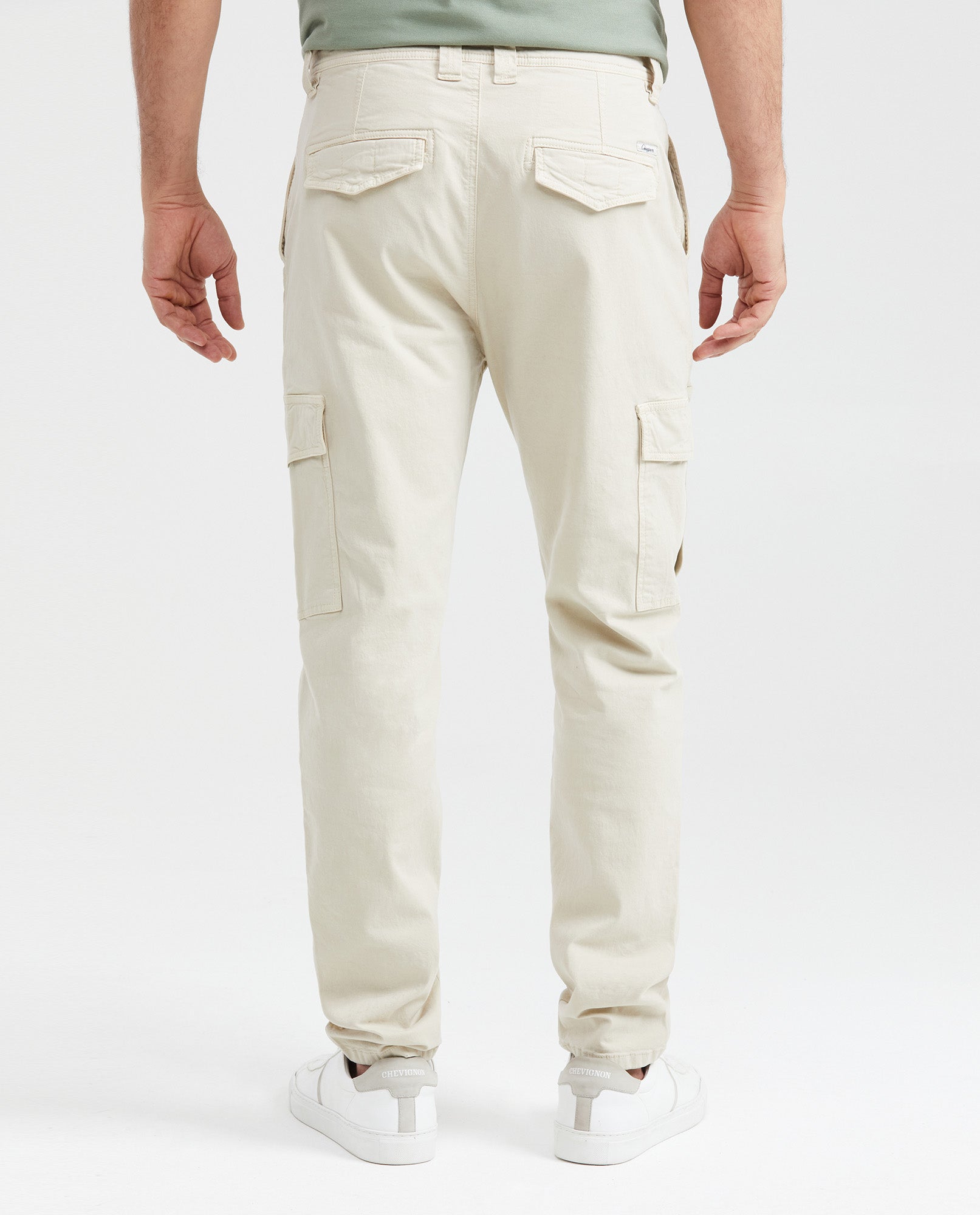 Men's Regular Fit Cargo Pants Wide Leg Diagonal Pockets Cotton-Elastane - 3