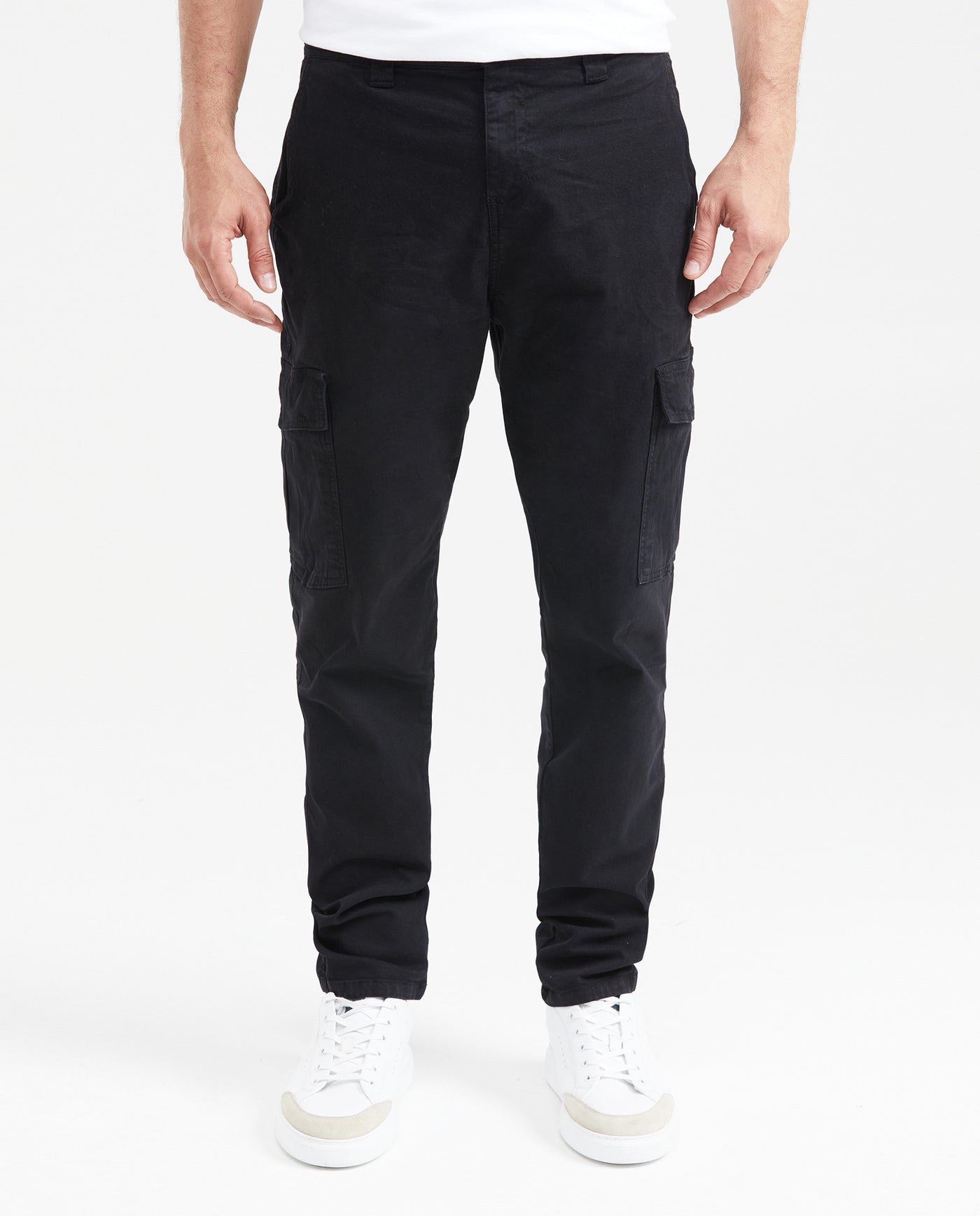 Men's Regular Fit Cargo Pants Wide Leg Diagonal Pockets Cotton-Elastane - 1