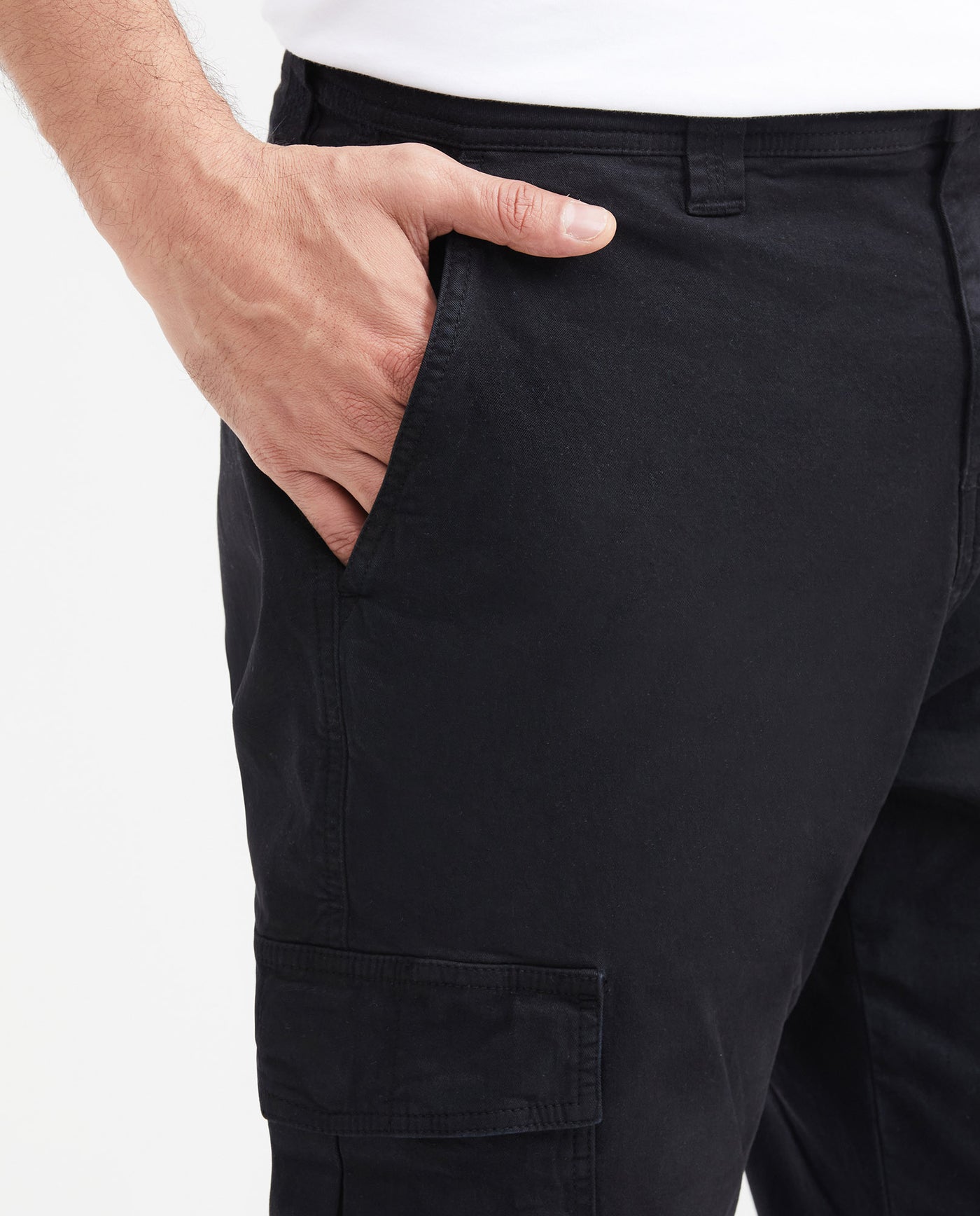 Men's Regular Fit Cargo Pants Wide Leg Diagonal Pockets Cotton-Elastane - 2