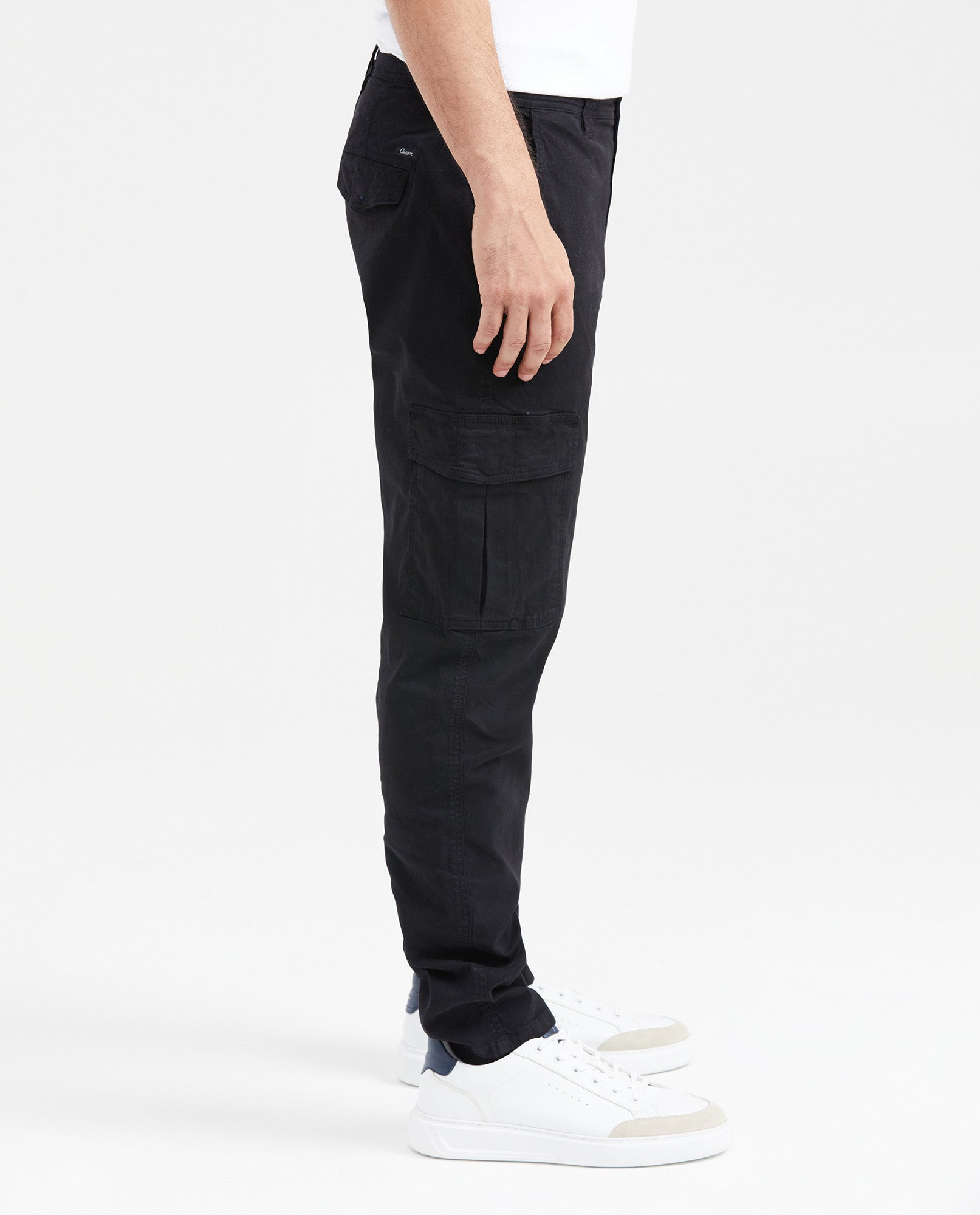 Men's Regular Fit Cargo Pants Wide Leg Diagonal Pockets Cotton-Elastane - 3