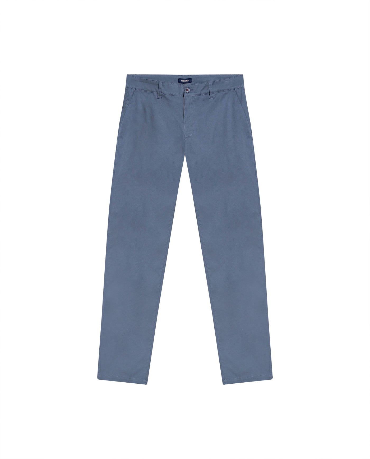 Mens Chino Pants Mid Rise Bootcut Cotton Elastane Piping Pockets Buttons Label Over Piping - Blue 63_631H000_AZU184215_0