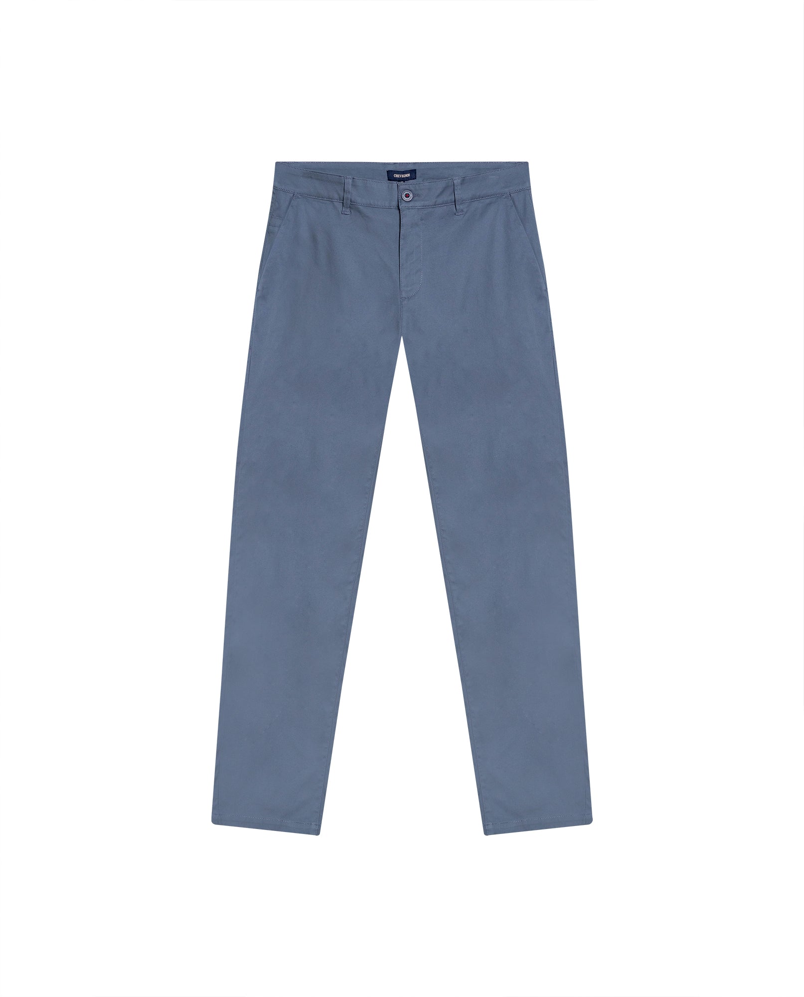 Mens Chino Pants Mid Rise Bootcut Cotton Elastane Piping Pockets Buttons Label Over Piping - Blue 63_631H000_AZU184215_0