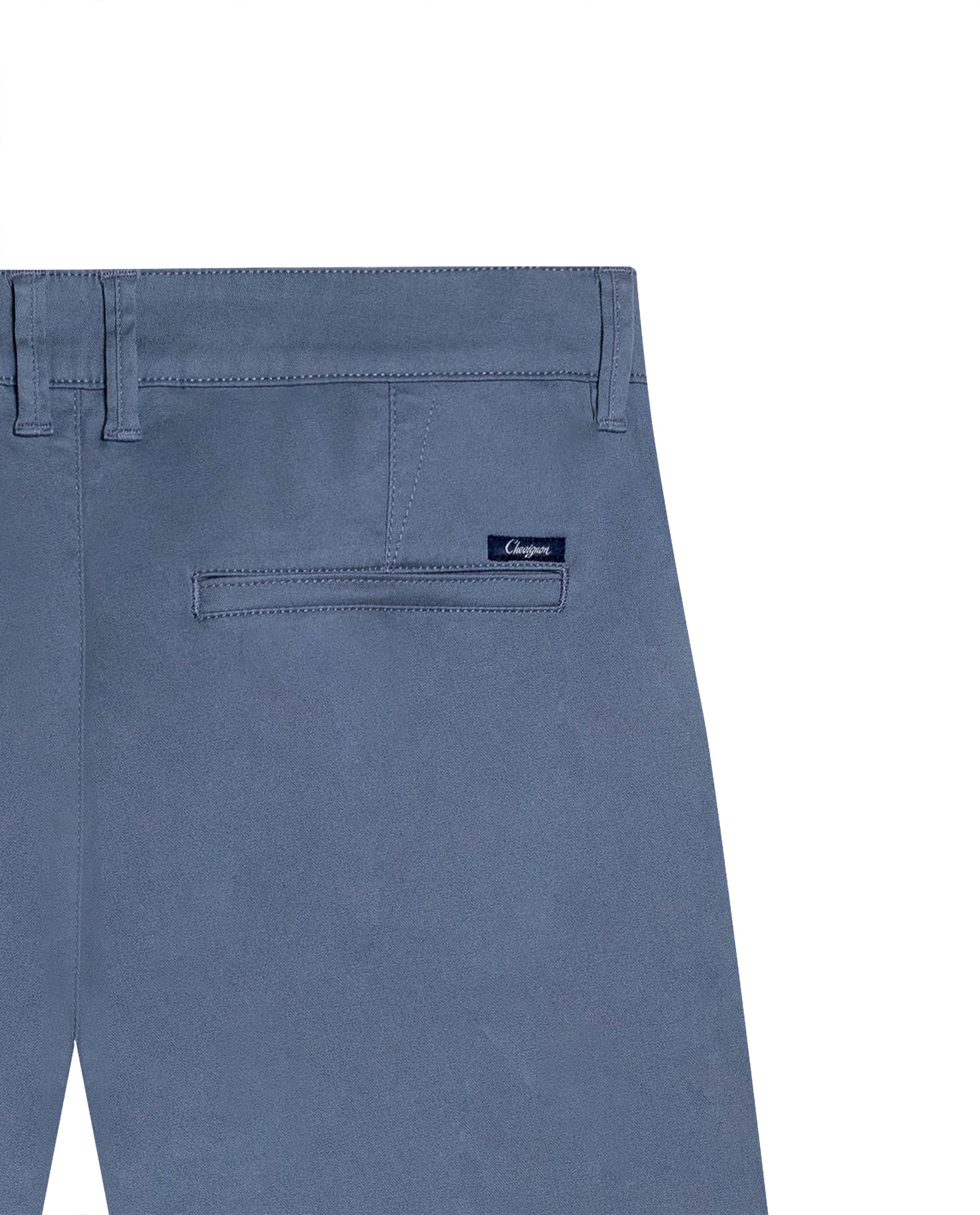 Mens Chino Pants Mid Rise Bootcut Cotton Elastane Piping Pockets Buttons Label Over Piping - Blue 63_631H000_AZU184215_6