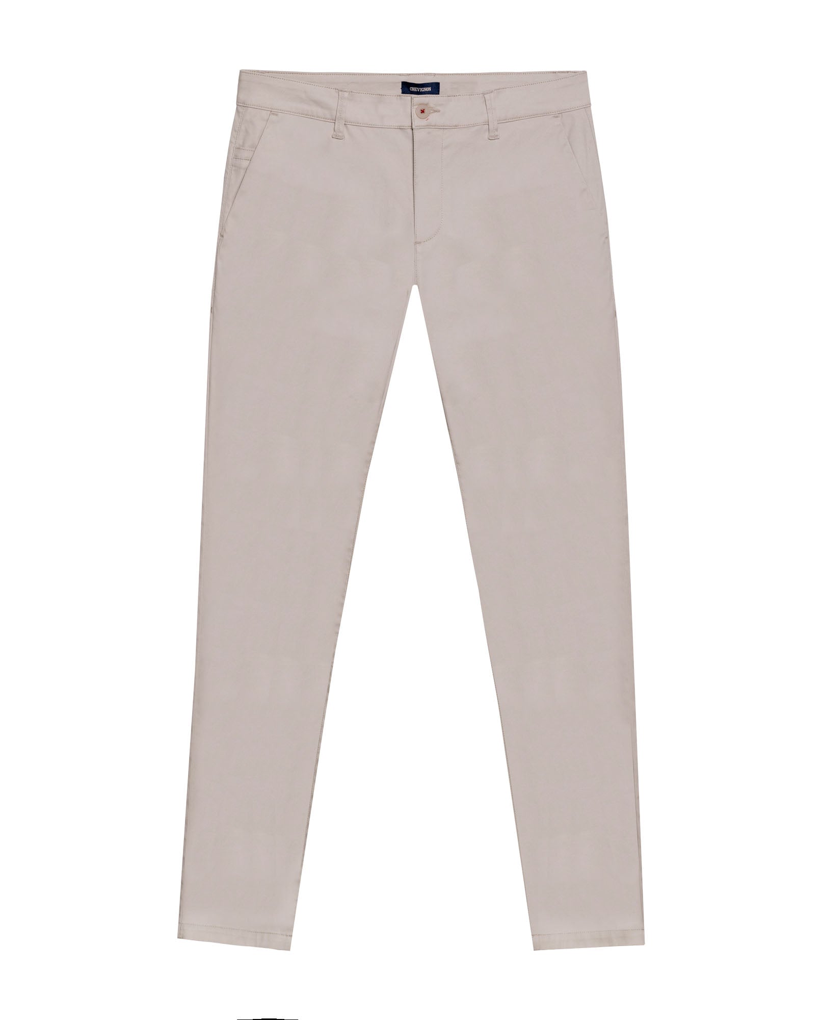 Mens Chino Pants Mid Rise Bootcut Cotton Elastane Piping Pockets Buttons Label Over Piping - Beige 63_631H000_BEI140002_3