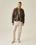 Mens Chino Pants Mid Rise Bootcut Cotton Elastane Piping Pockets Buttons Label Over Piping - Beige 63_631H000_BEI140002_4