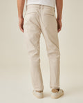Mens Chino Pants Mid Rise Bootcut Cotton Elastane Piping Pockets Buttons Label Over Piping - Beige 63_631H000_BEI140002_6