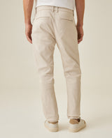 Mens Chino Pants Mid Rise Bootcut Cotton Elastane Piping Pockets Buttons Label Over Piping - Beige 63_631H000_BEI140002_6
