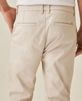 Mens Chino Pants Mid Rise Bootcut Cotton Elastane Piping Pockets Buttons Label Over Piping - Beige 63_631H000_BEI140002_7