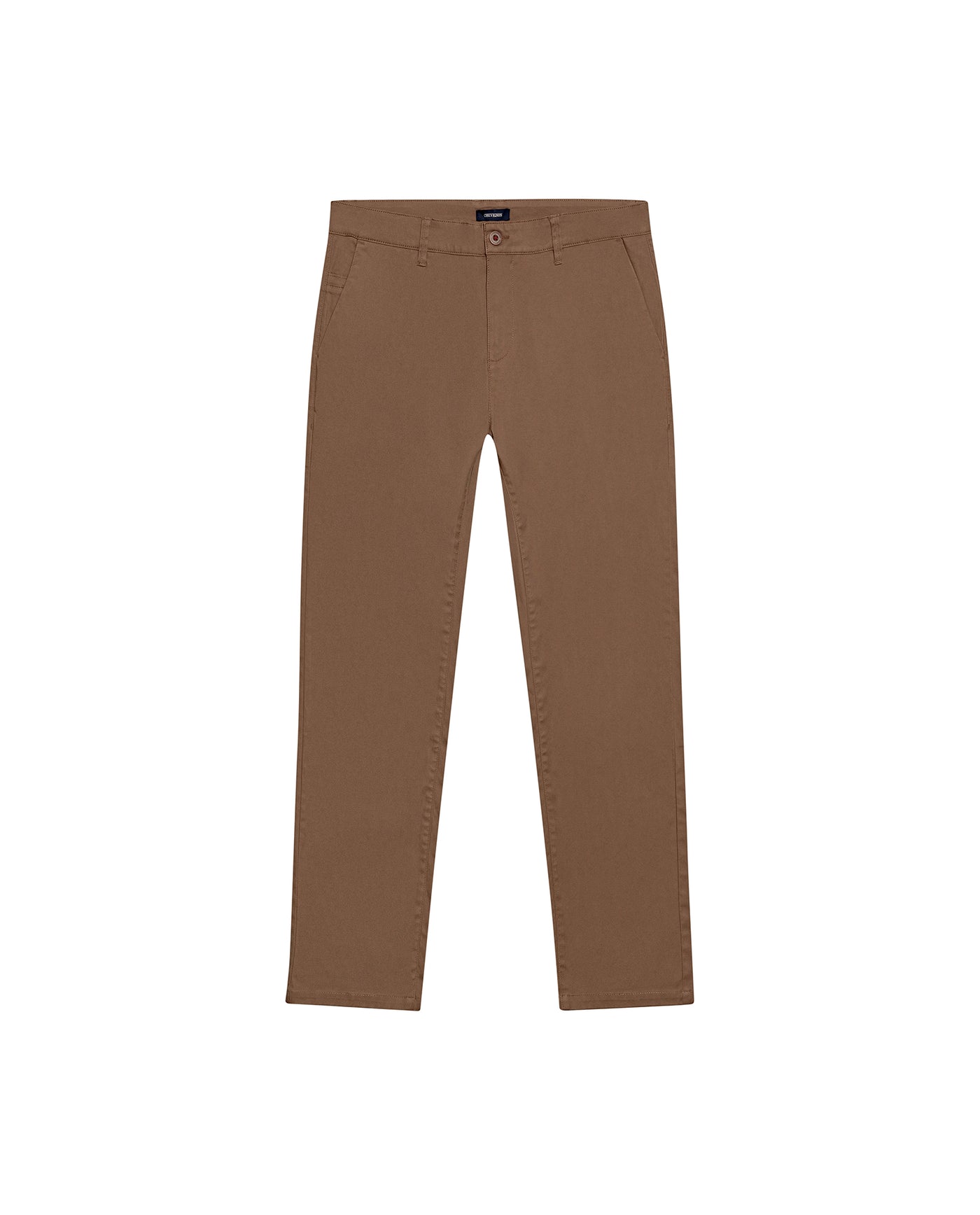 Mens Chino Pants Mid Rise Bootcut Cotton Elastane Piping Pockets Buttons Label Over Piping - Brown 63_631H000_CAF181018_3