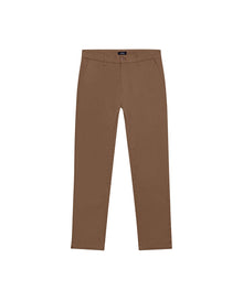 Mens Chino Pants Mid Rise Bootcut Cotton Elastane Piping Pockets Buttons Label Over Piping - Brown 63_631H000_CAF181018_3