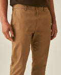 Mens Chino Pants Mid Rise Bootcut Cotton Elastane Piping Pockets Buttons Label Over Piping - Brown 63_631H000_CAF181018_5