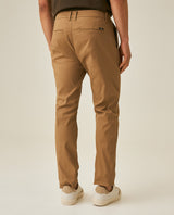 Mens Chino Pants Mid Rise Bootcut Cotton Elastane Piping Pockets Buttons Label Over Piping - Brown 63_631H000_CAF181018_6