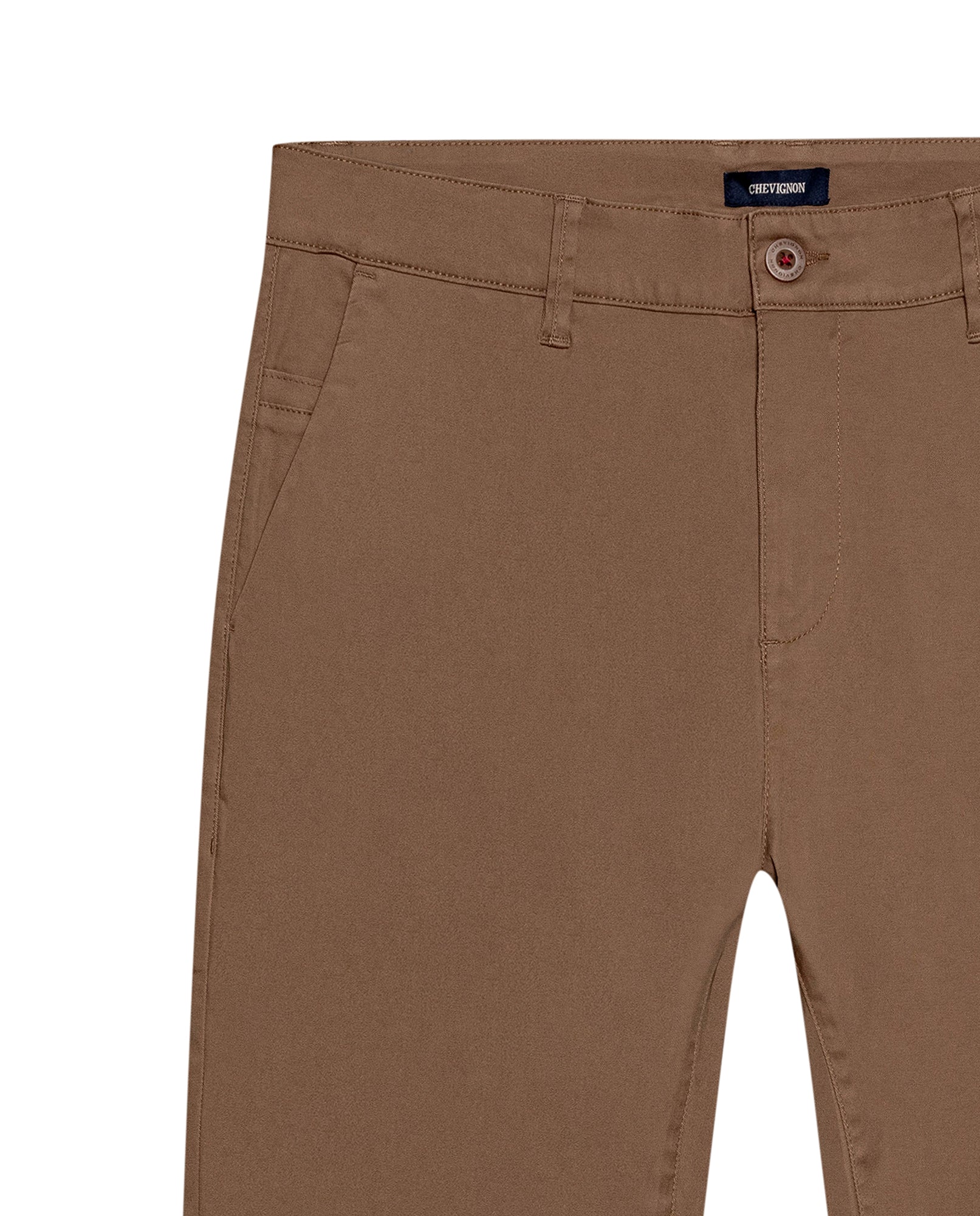 Mens Chino Pants Mid Rise Bootcut Cotton Elastane Piping Pockets Buttons Label Over Piping - Brown 63_631H000_CAF181018_8