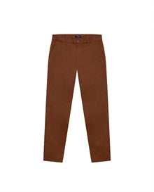 Mens Chino Pants Mid Rise Bootcut Cotton Elastane Piping Pockets Buttons Label Over Piping - Brown 63_631H000_CAF181031_0