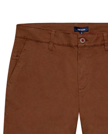 Mens Chino Pants Mid Rise Bootcut Cotton Elastane Piping Pockets Buttons Label Over Piping - Brown 63_631H000_CAF181031_3