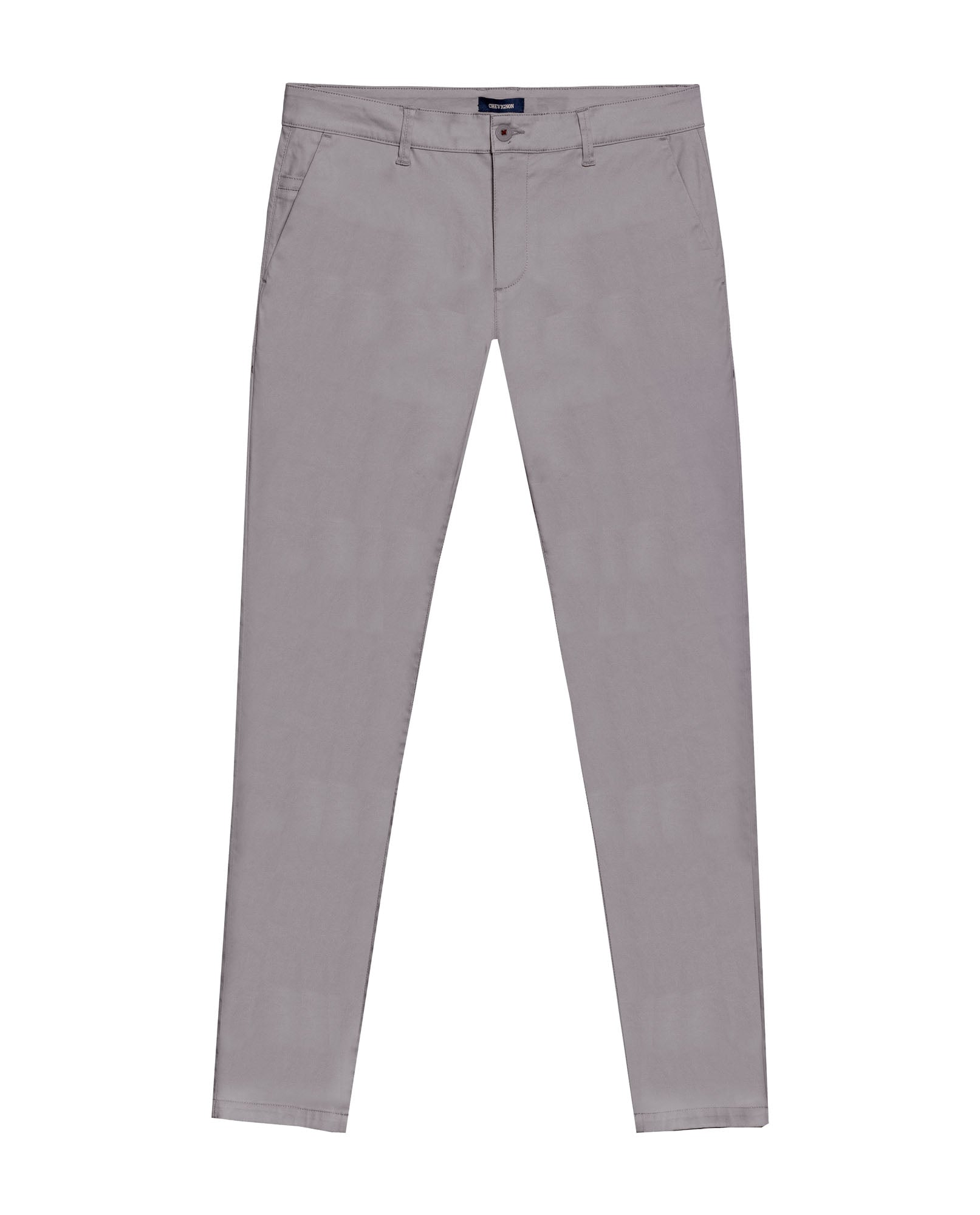Mens Chino Pants Mid Rise Bootcut Cotton Elastane Piping Pockets Buttons Label Over Piping - Gray 63_631H000_GRI175102_0