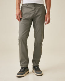 Mens Chino Pants Mid Rise Bootcut Cotton Elastane Piping Pockets Buttons Label Over Piping - Gray 63_631H000_GRI180510_0