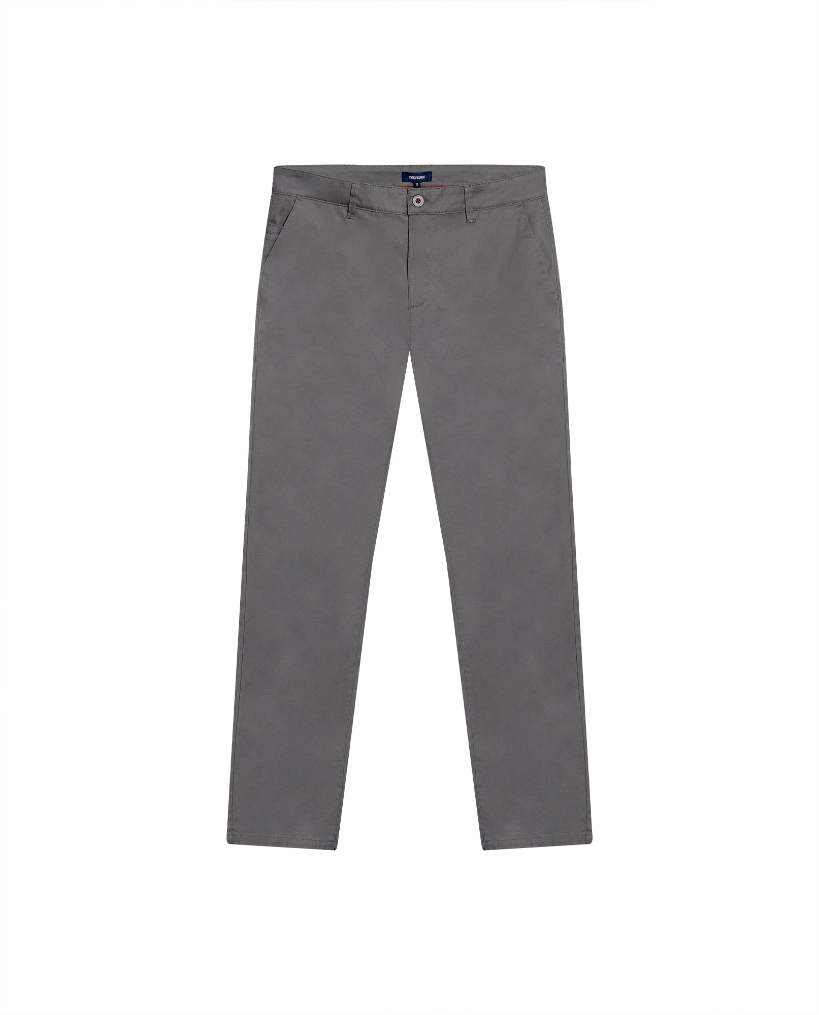 Mens Chino Pants Mid Rise Bootcut Cotton Elastane Piping Pockets Buttons Label Over Piping - Gray 63_631H000_GRI180510_3