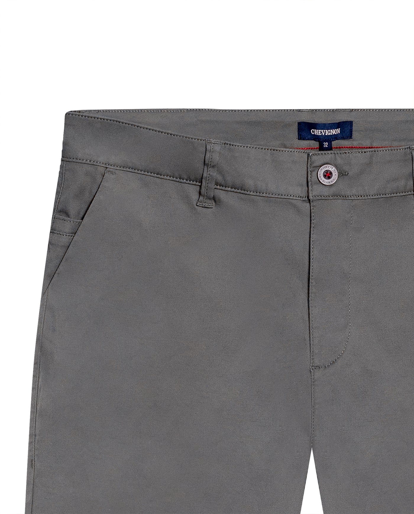 Mens Chino Pants Mid Rise Bootcut Cotton Elastane Piping Pockets Buttons Label Over Piping - Gray 63_631H000_GRI180510_8