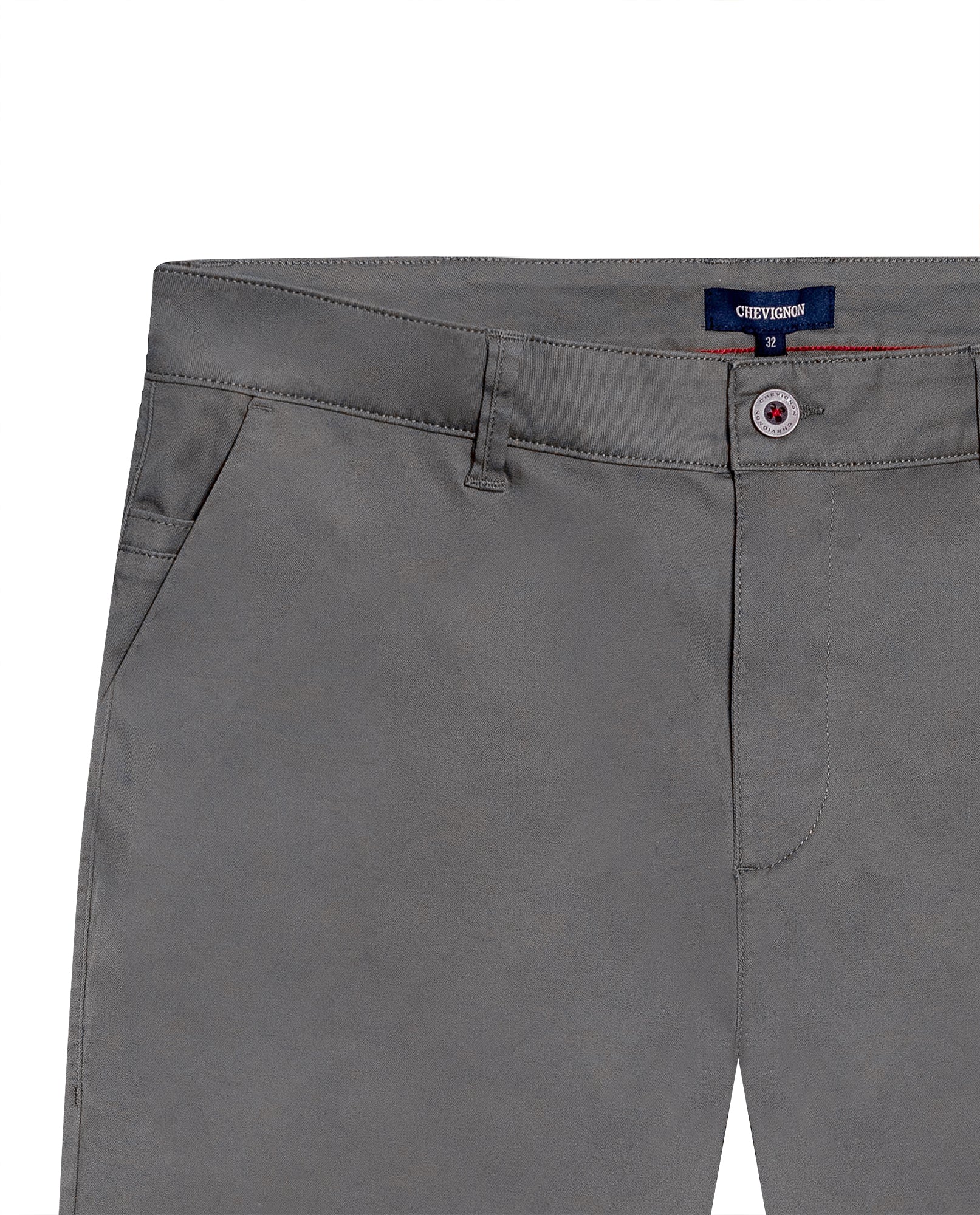 Mens Chino Pants Mid Rise Bootcut Cotton Elastane Piping Pockets Buttons Label Over Piping - Gray 63_631H000_GRI180510_8