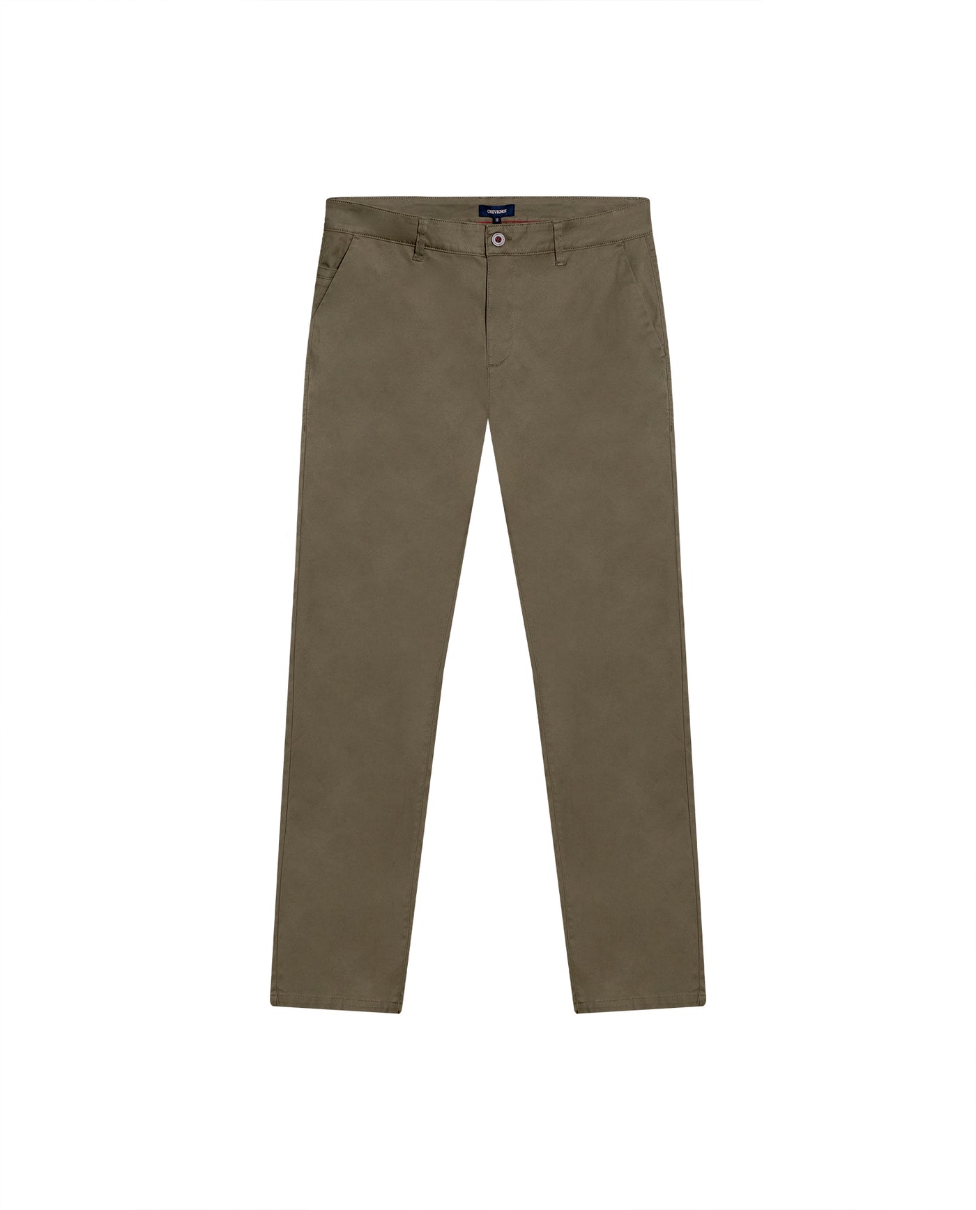 Mens Chino Pants Mid Rise Bootcut Cotton Elastane Piping Pockets Buttons Label Over Piping - Green 63_631H000_VER180515_0