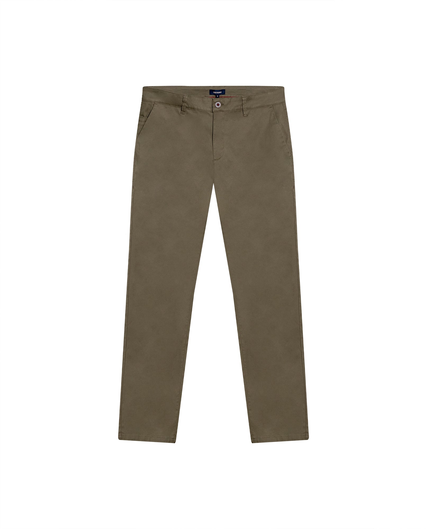 Mens Chino Pants Mid Rise Bootcut Cotton Elastane Piping Pockets Buttons Label Over Piping - Green 63_631H000_VER180515_0