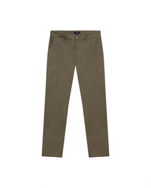 Mens Chino Pants Mid Rise Bootcut Cotton Elastane Piping Pockets Buttons Label Over Piping - Green 63_631H000_VER180515_0