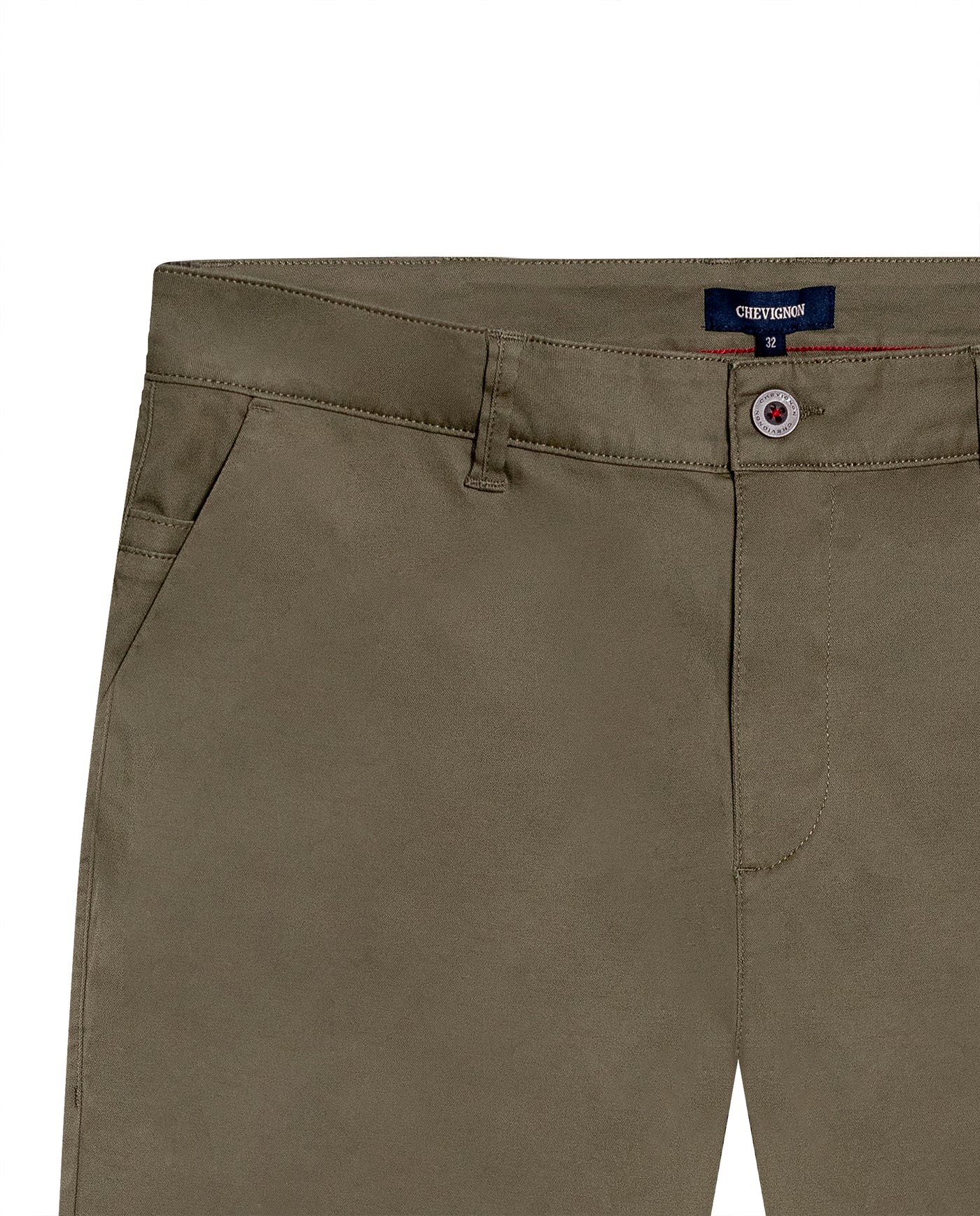 Mens Chino Pants Mid Rise Bootcut Cotton Elastane Piping Pockets Buttons Label Over Piping - Green 63_631H000_VER180515_3